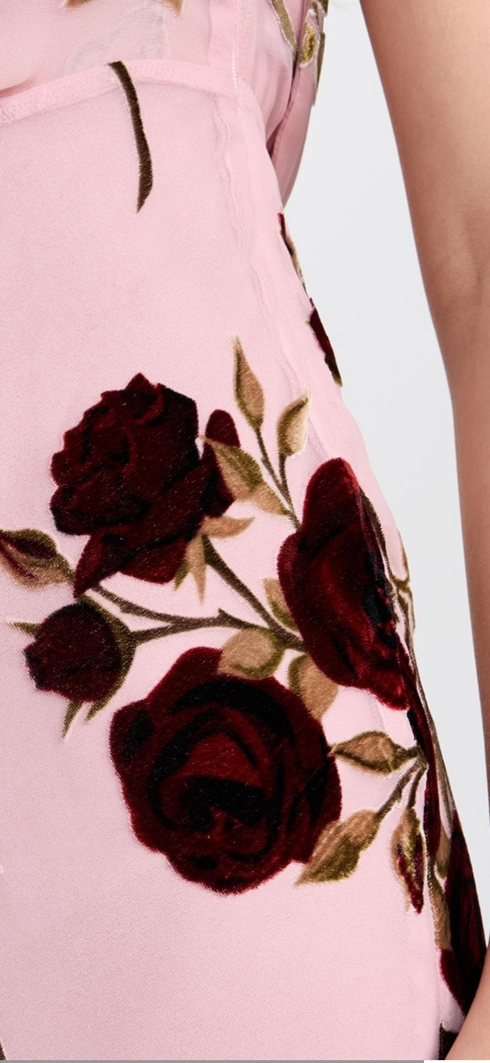For Love & Lemons - Rose Velvet Halter Maxi Dress