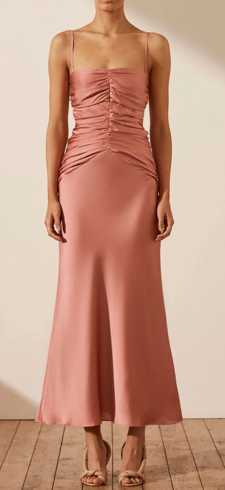 Shona Joy - Luxe Ruched Bodice Midi Dress (Rose)