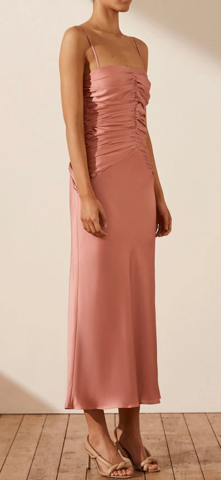 Shona Joy - Luxe Ruched Bodice Midi Dress (Rose)