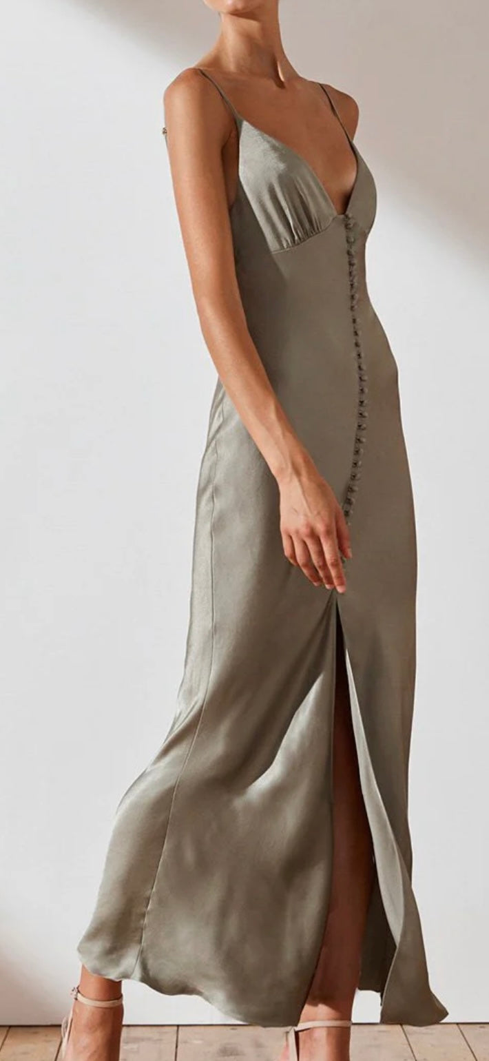 Shona Joy - La Lune Bias Slip Dress (Sage)